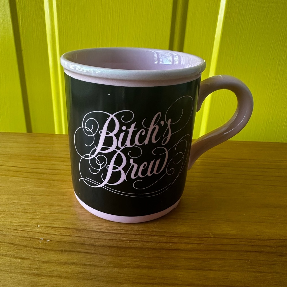 Black and Pink Mug with Fun Script Design